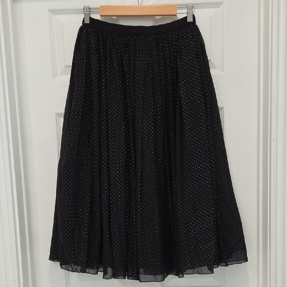 Alice + Olivia Black A-Line Skirt with Subtle Dots